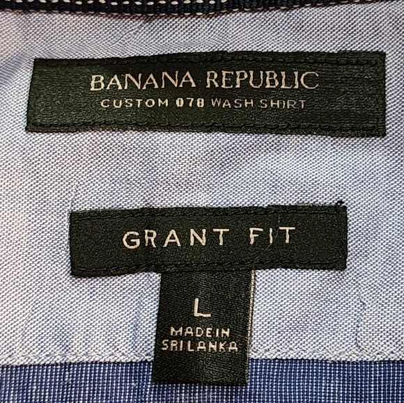 Banana Republic Grant Fit Blue Speckled Cotton Shirt Size L Long Sleeve - Picture 6 of 8